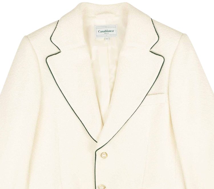 Casablanca Piped Wool Blend Tennis Jacket Off White