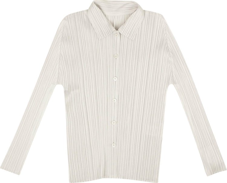 Issey Miyake Pleated Button Down Long-Sleeve Top 'Grey'