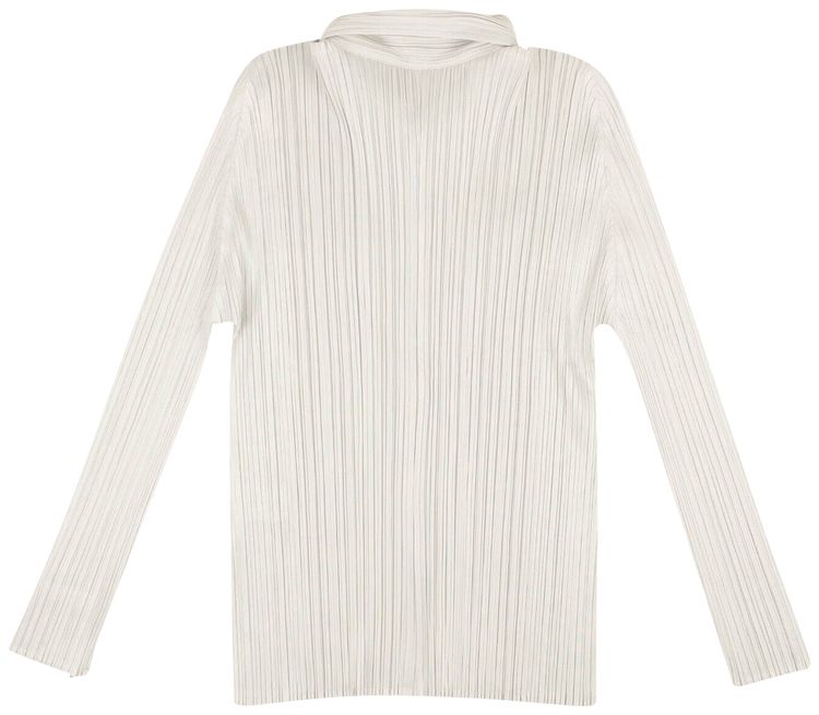 Issey Miyake Pleated Button Down Long Sleeve Top Grey