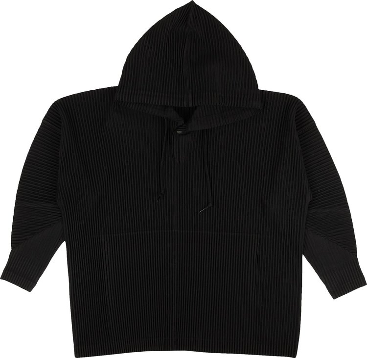 Issey Miyake Pleated Pullover Hoodie Sweatshirt 'Black'