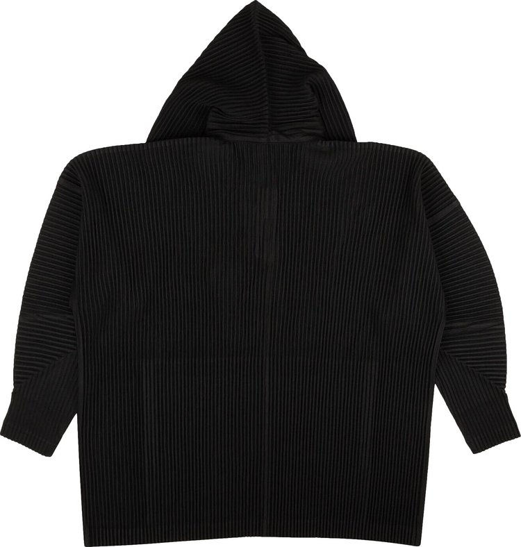 Issey Miyake Pleated Pullover Hoodie Sweatshirt Black