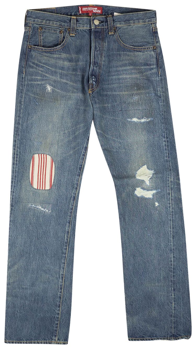 Junya Watanabe Stripe Patch Jeans Blue