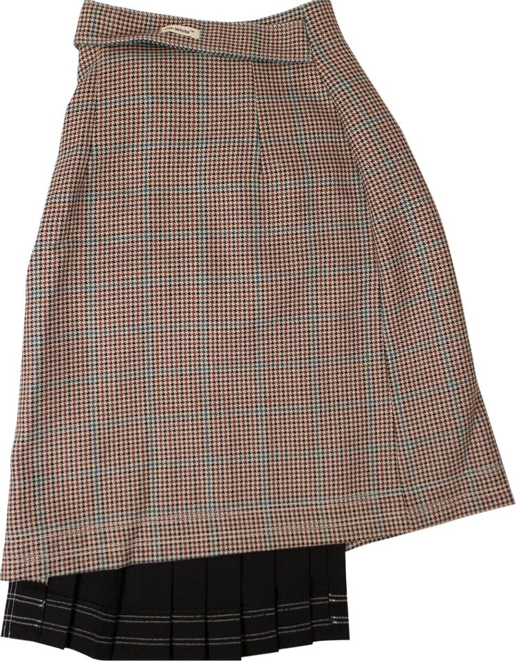 Off White Check Asymmetrical Skirt Multicolor