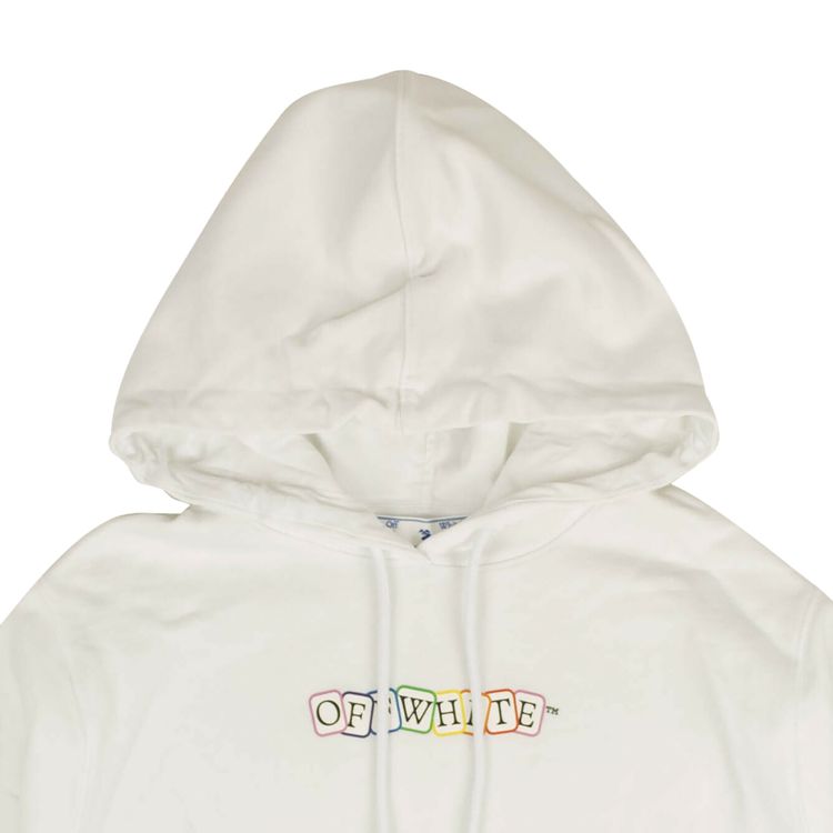 Off White Cards Logo Hoodie White