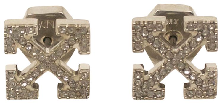 Off White Rhinstone Arrow Earrings Grey