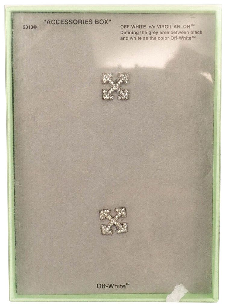 Off White Rhinstone Arrow Earrings Grey