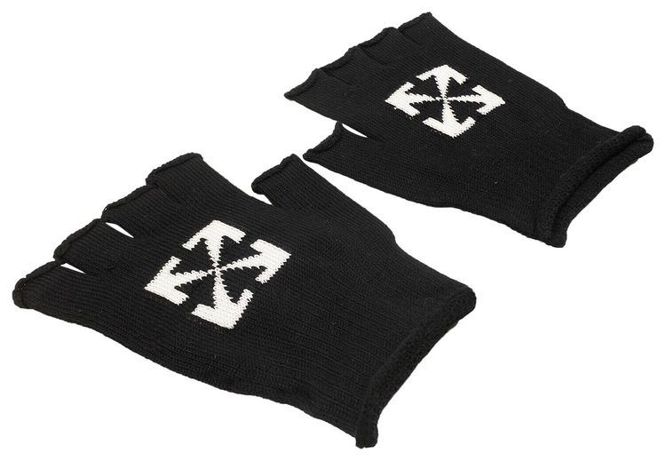 Off White Fingerless Logo Gloves Black