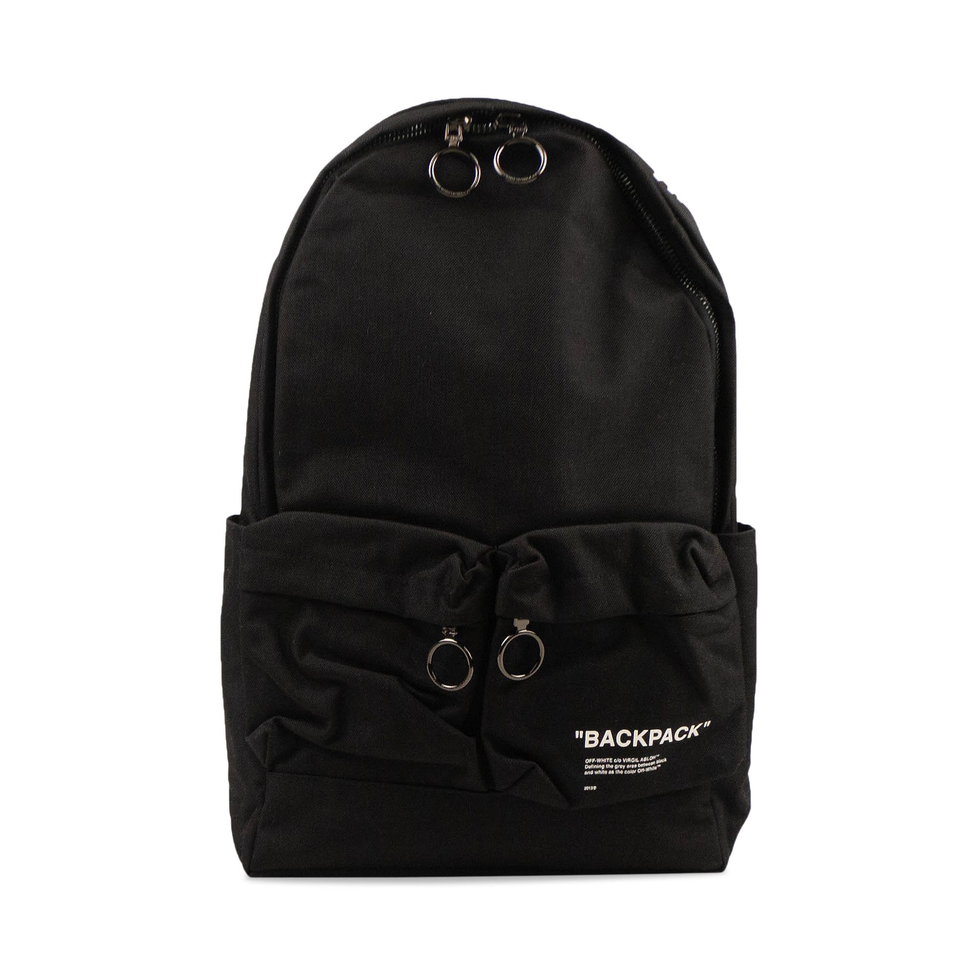 Off white top black quote backpack