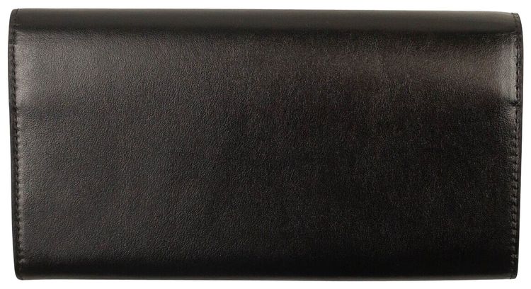 Off White Leather Hand Long Wallet Black