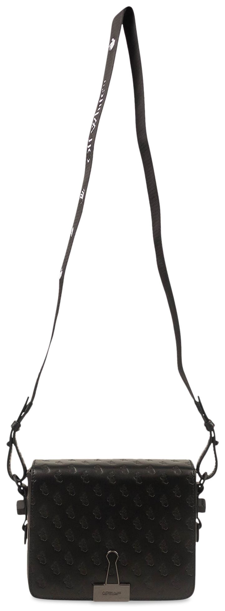 Off White Leather Logo Embossed Bag Black