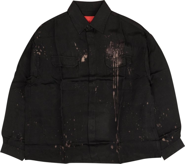 424 Bleached Long-Sleeve Button Down Shirt 'Black'