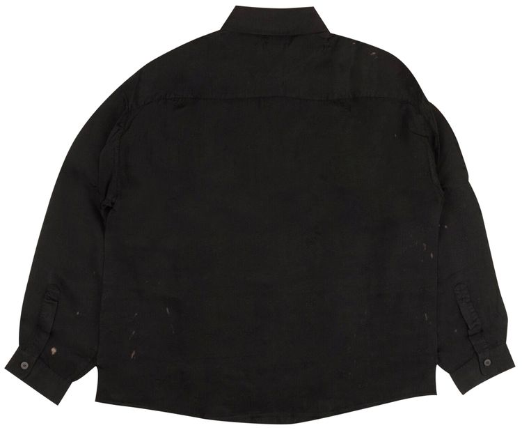424 Bleached Long Sleeve Button Down Shirt Black