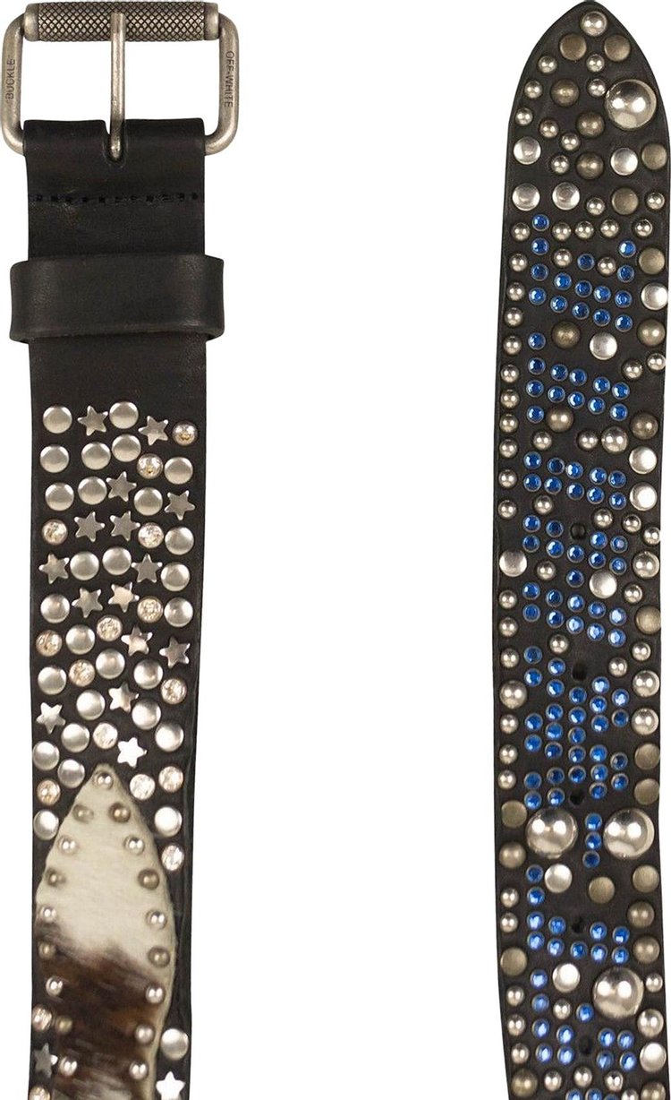 Off White Studs Leather Belt BlackSilver