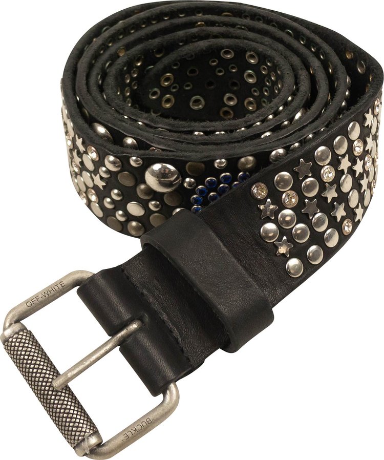 Off White Studs Leather Belt BlackSilver