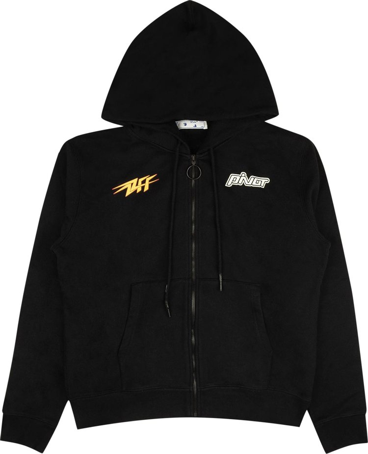 Off White Thunder Slim Zip Hoodie BlackYellow