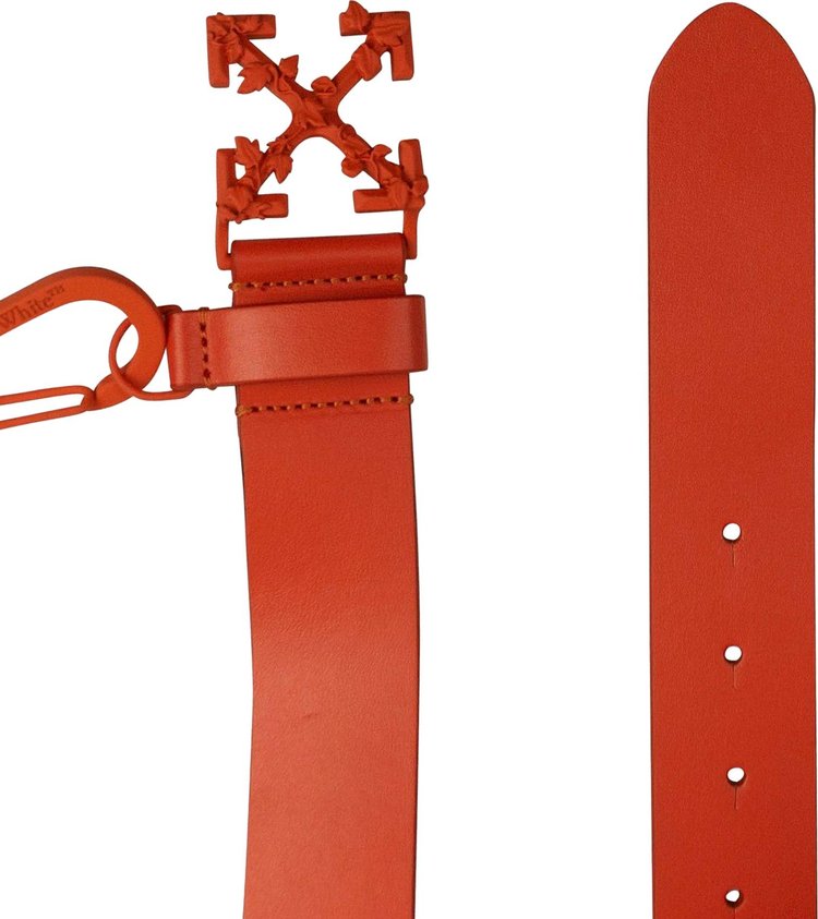 Off White Leather Paperclip Belt Orange