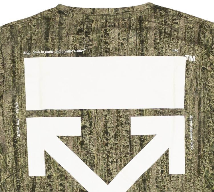 Off White Real Camo Logo T Shirt Green
