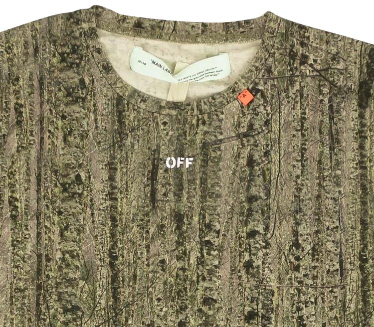 Off White Real Camo Logo T Shirt Green