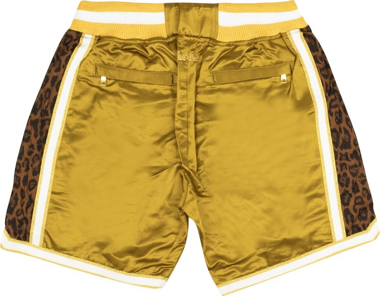 Just Don Leopard Print Silk Shorts Gold