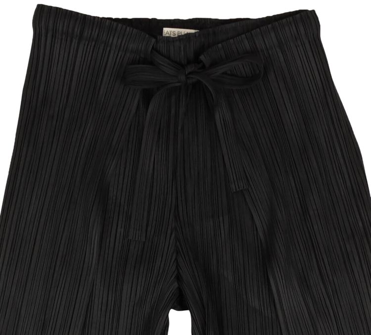 Issey Miyake Pleated Wrap Tie Front Pants Black