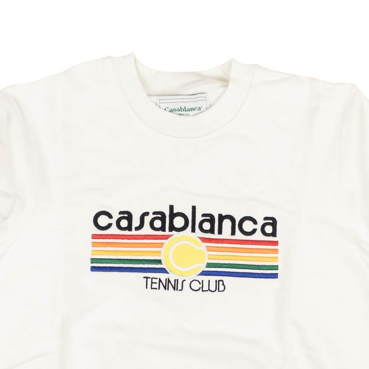 Casablanca Vintage Tennis Multi Stripe Sweatshirt White