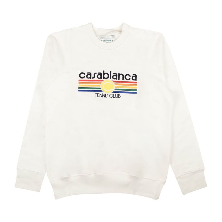 Casablanca Vintage Tennis Multi Stripe Sweatshirt White