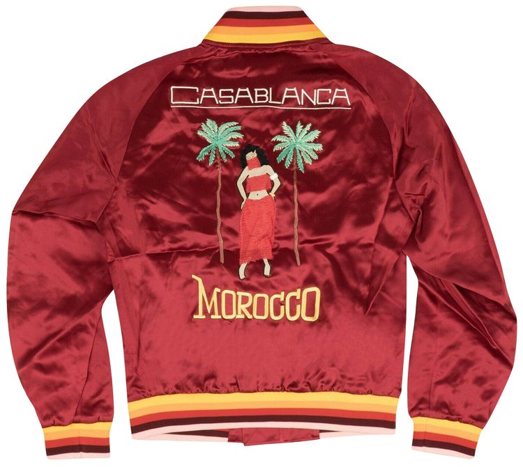 Casablanca Embroidered Souvenir Bomber Jacket Bordeaux