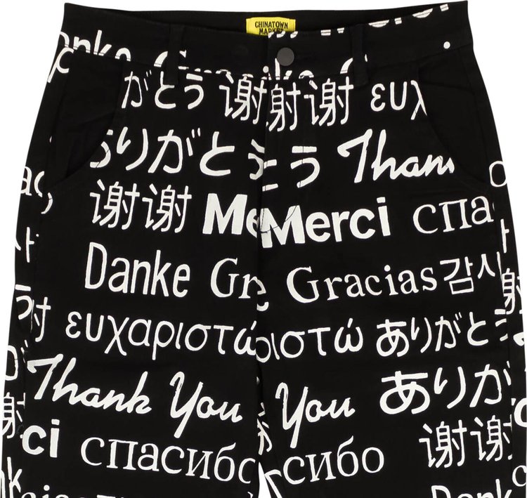 Chinatown Market Thank You Languages Pants Black