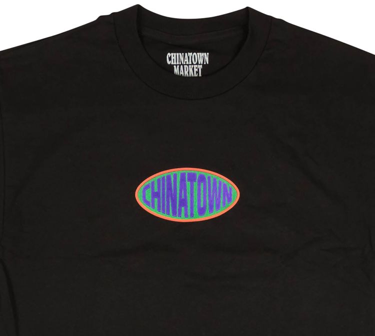 Chinatown Market Logo Patch Short Sleeve T Shirt Black