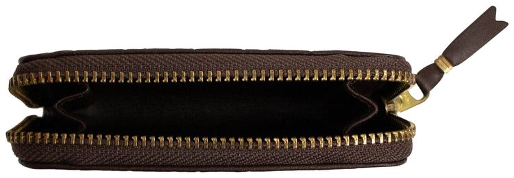 Comme des Garcons Leather Embossed Clover Coin Purse Brown