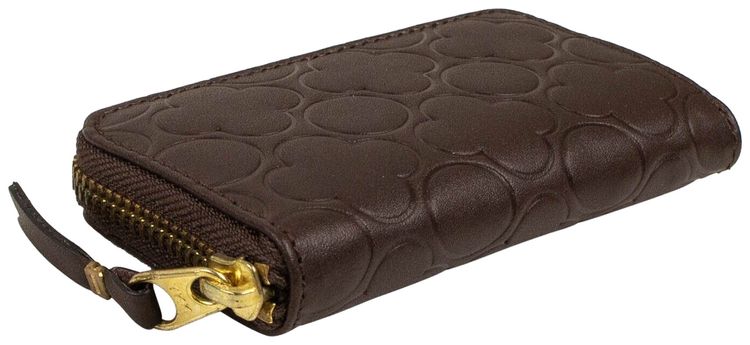 Comme des Garcons Leather Embossed Clover Coin Purse Brown