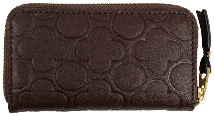 Comme des Garcons Leather Embossed Clover Coin Purse Brown