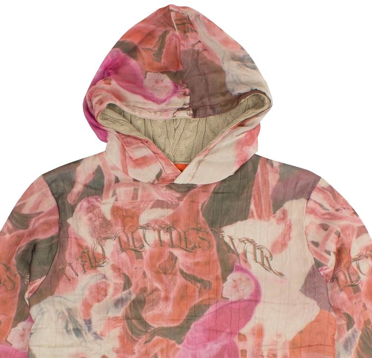 Who Decides War Knit Sheer Overlay Hoodie Multicolor