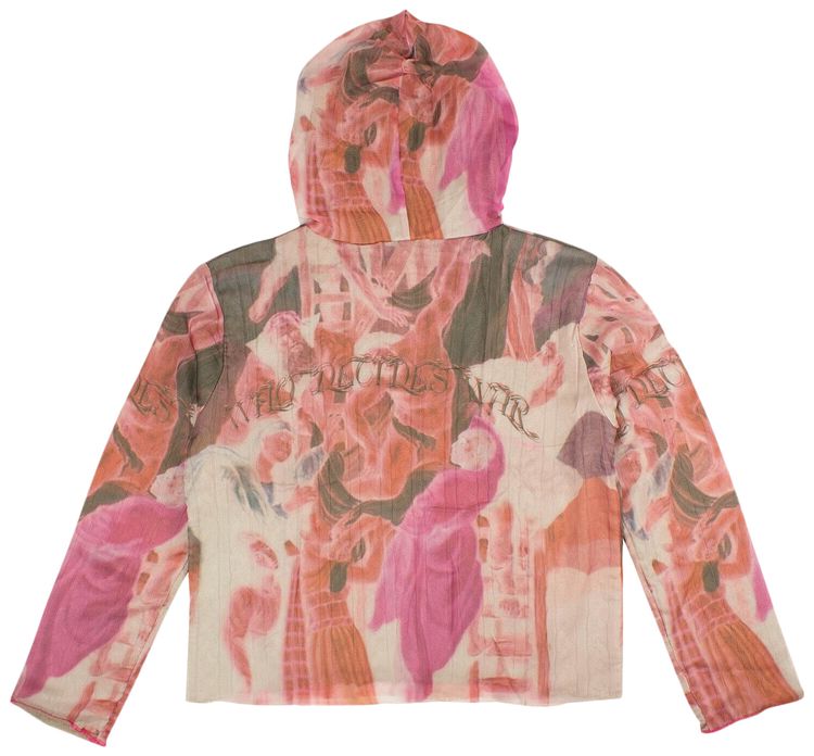 Who Decides War Knit Sheer Overlay Hoodie Multicolor