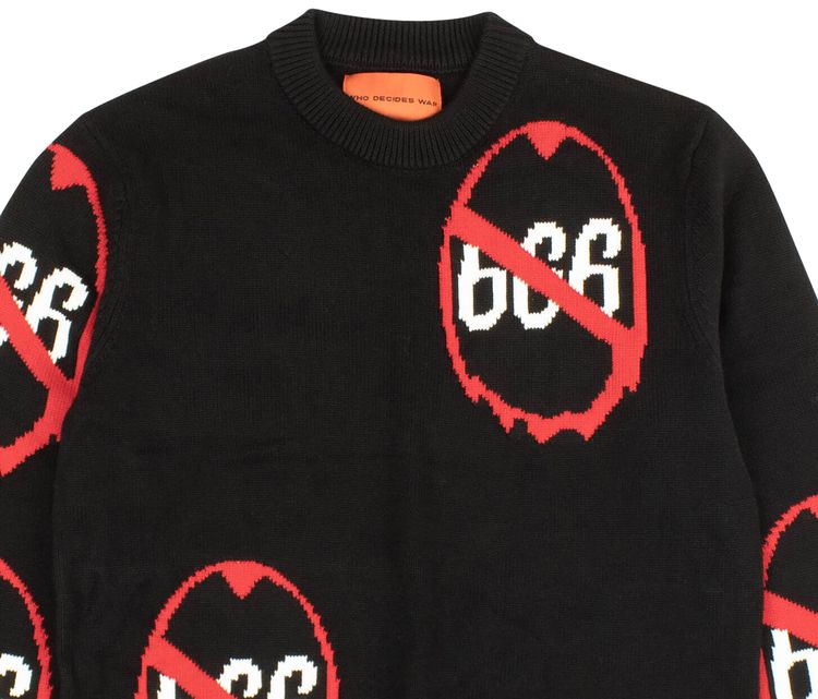 Who Decides War Anti 666 Knit Crewneck Sweater Black