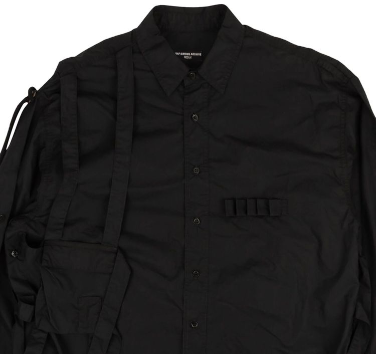 Raf Simons Long Sleeve Button Pouch Strap Shirt Black