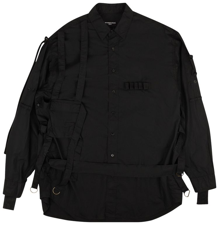 Raf Simons Long Sleeve Button Pouch Strap Shirt Black