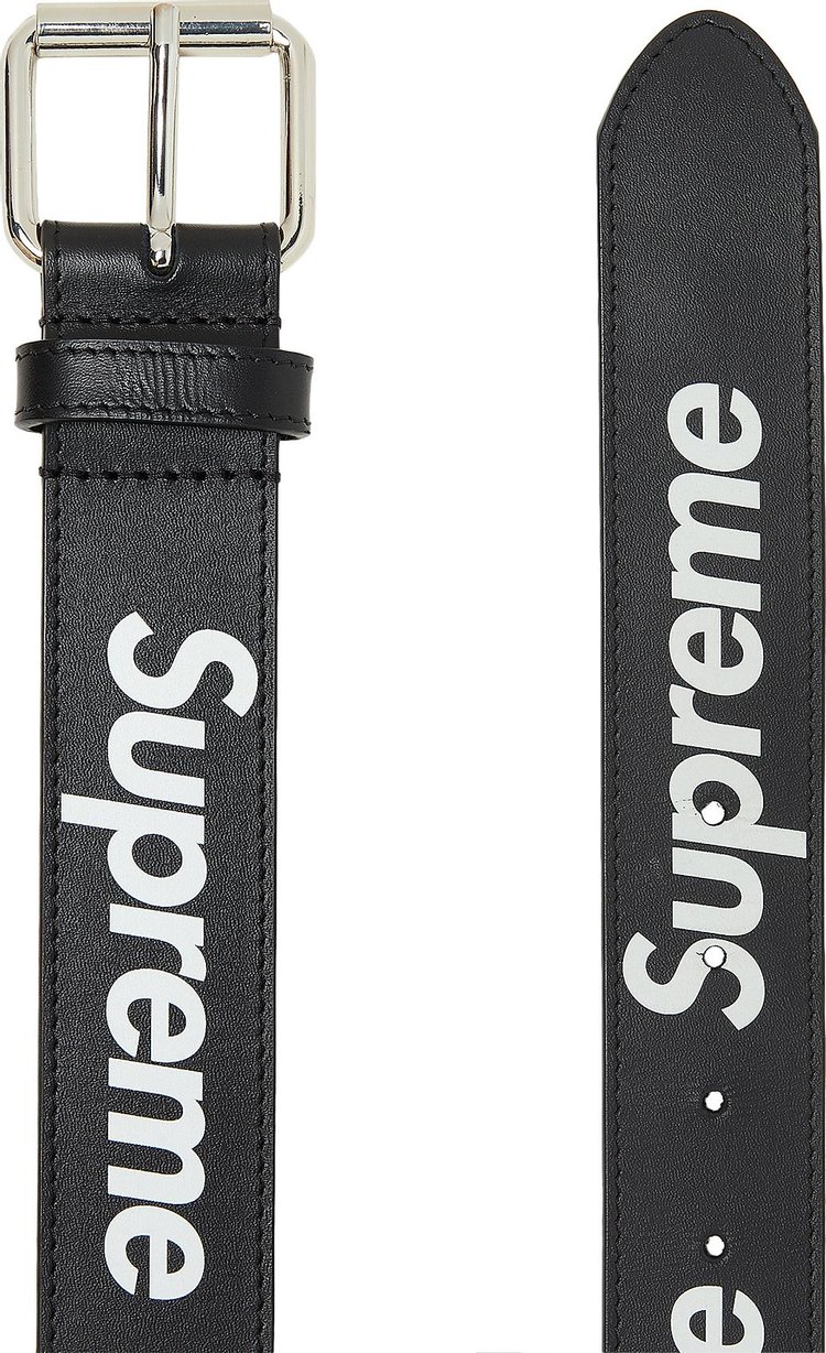 Supreme Repeat Leather Belt Black