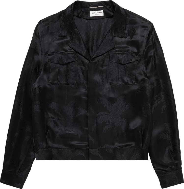 Saint Laurent Embroidered Silk Jacquard Jacket Black