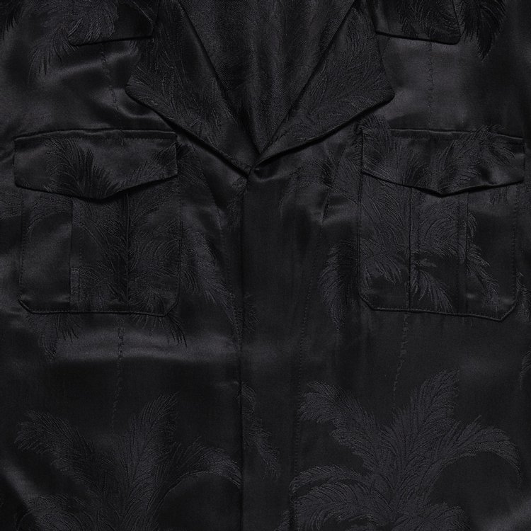 Saint Laurent Embroidered Silk Jacquard Jacket Black