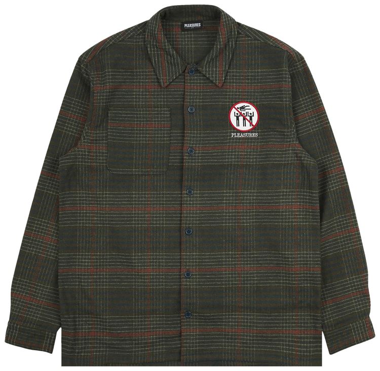 Pleasures Surfing Flannel Overshirt Green
