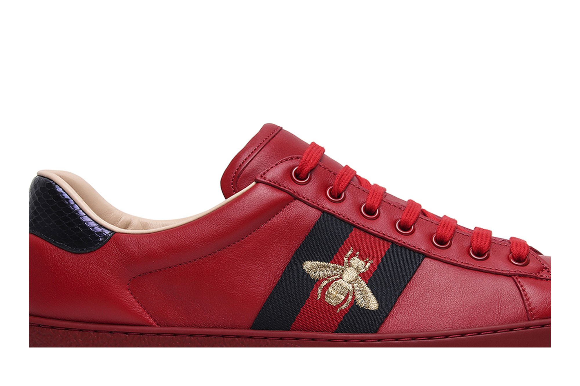 Gucci ace embroidered sneaker red deals