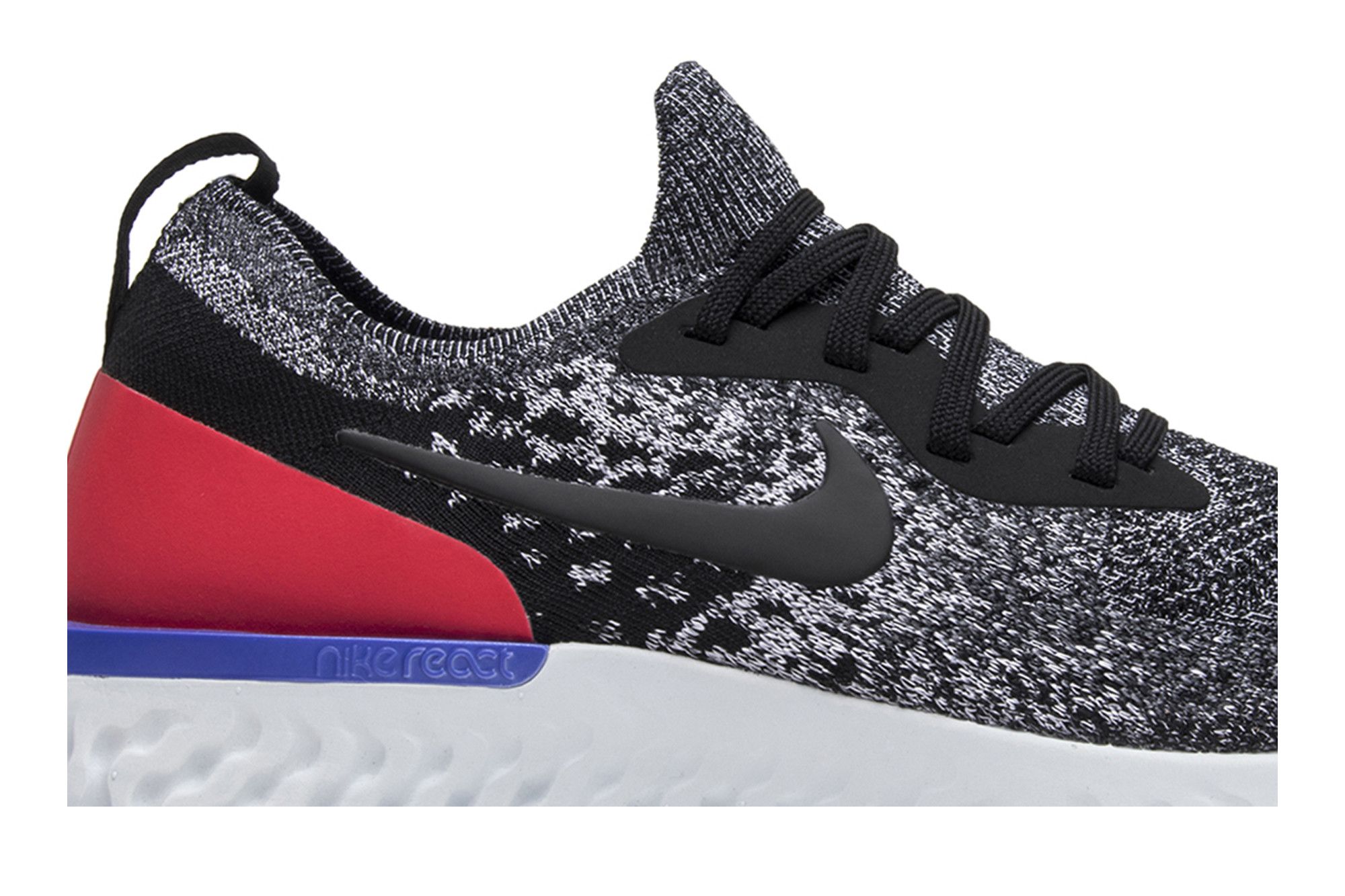 Epic react flyknit black white red orbit shop