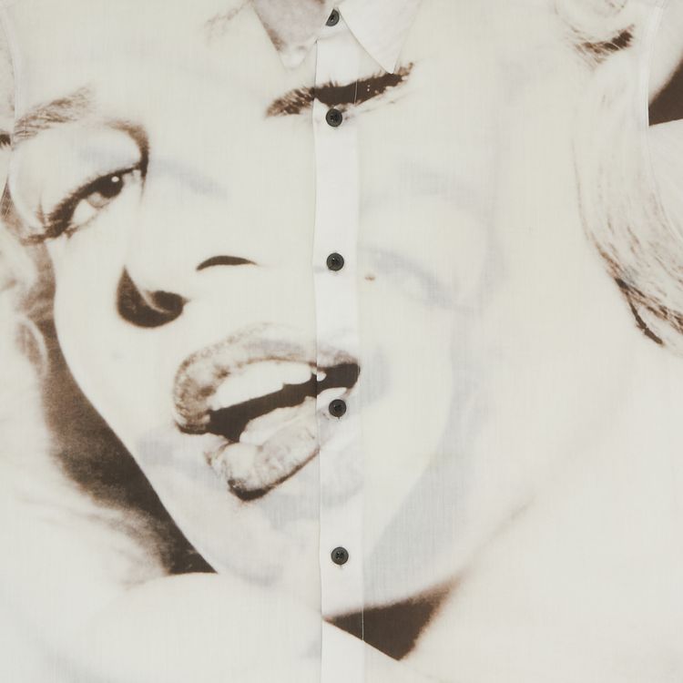 Dries Van Noten Marilyn Monroe Short Sleeve Button Up Shirt White