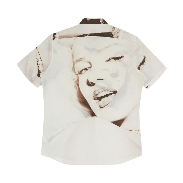 Dries Van Noten Marilyn Monroe Short Sleeve Button Up Shirt White