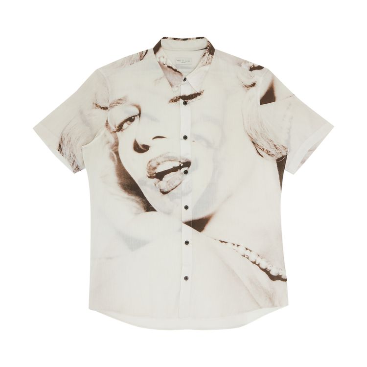 Dries Van Noten Marilyn Monroe Short Sleeve Button Up Shirt White