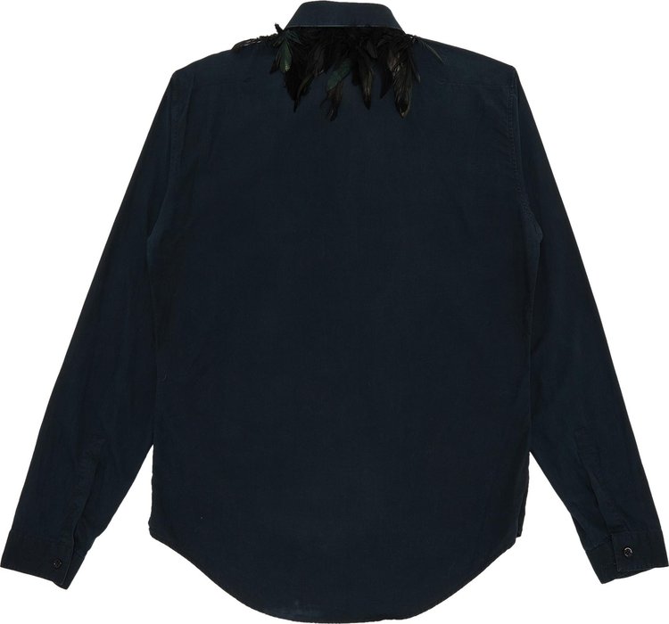 Dior Homme Feathered Collar Button Down Shirt Navy