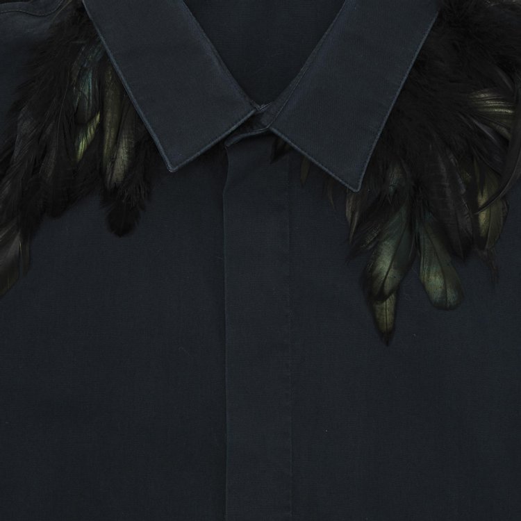 Dior Homme Feathered Collar Button Down Shirt Navy