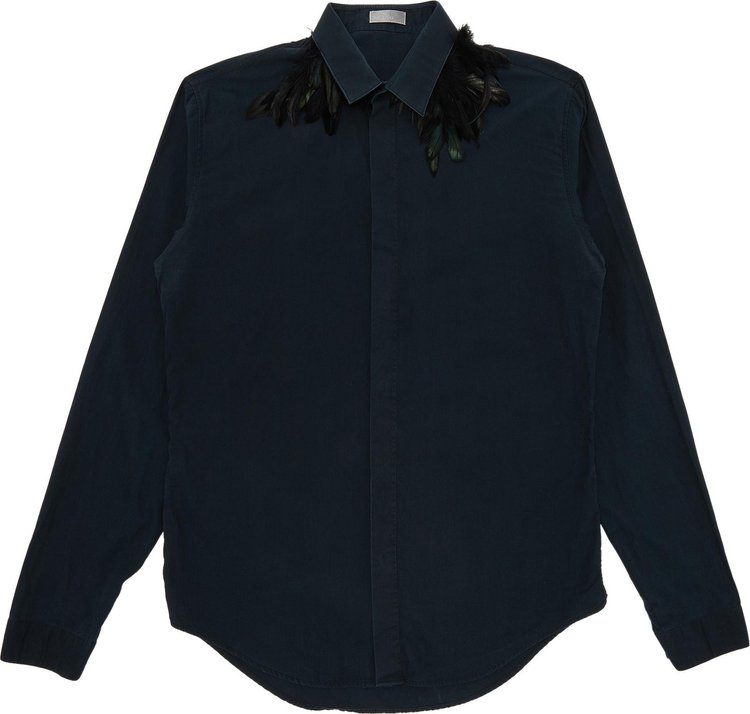 Dior Homme Feathered Collar Button Down Shirt 'Navy'
