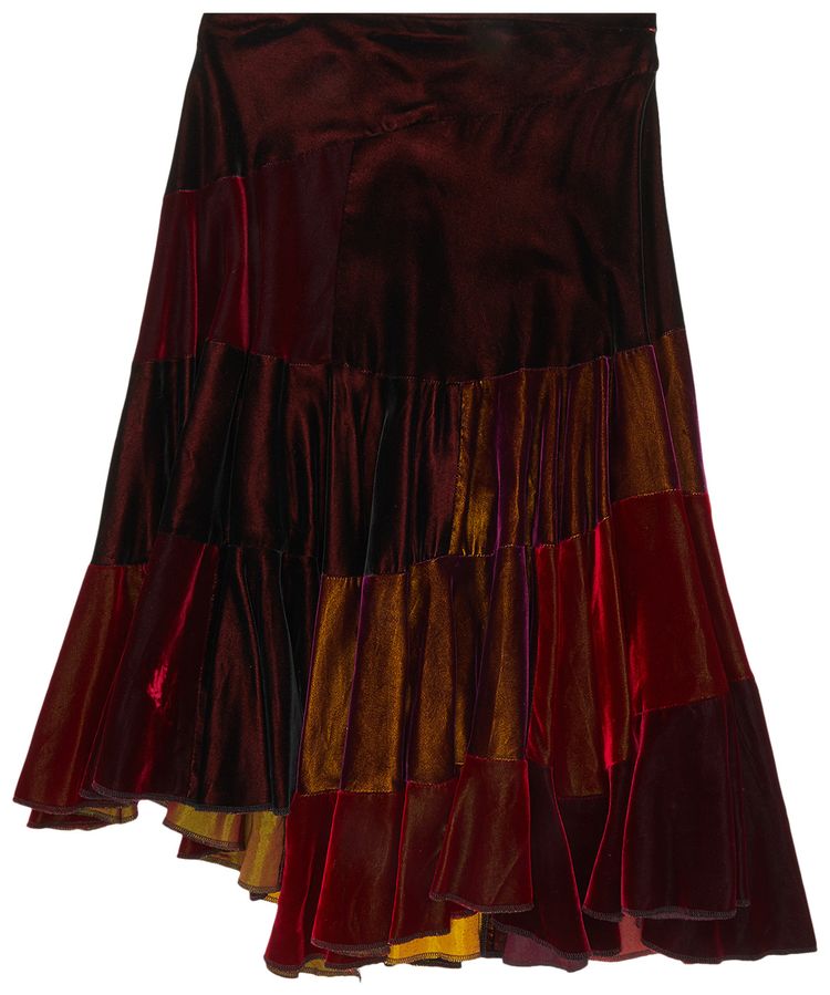 Comme des Garcons Patchwork Skirt Burgundy